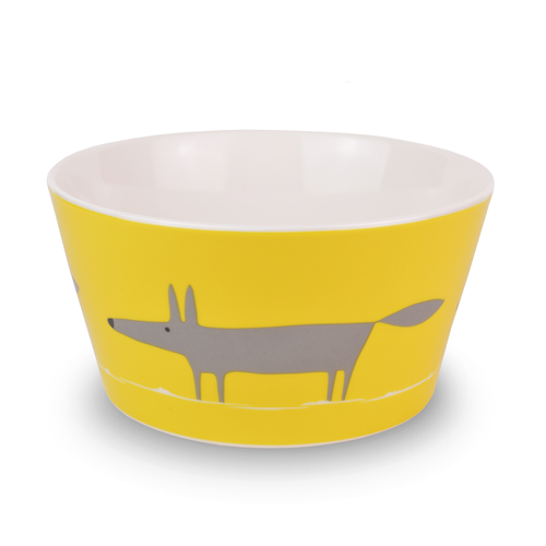 Cereal Bowl Mr Fox - charcoal & yellow